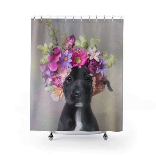 Flower Power Pit Bull Shower Curtain