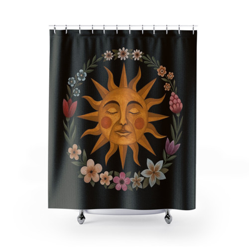 Midsummer Sun Shower Curtains with Floral Designs