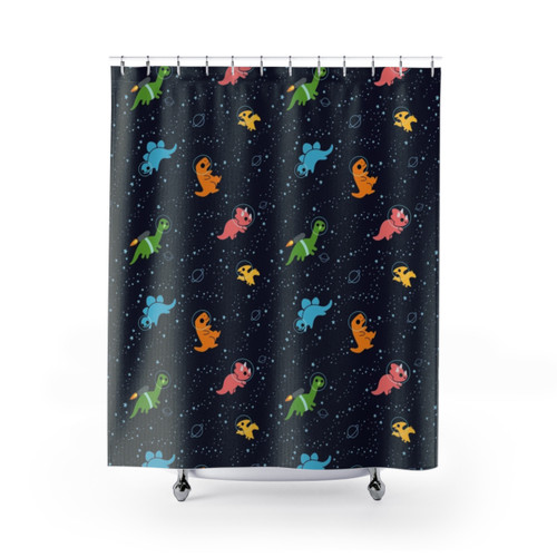 Dinosaurs in Space Pattern Shower Curtain