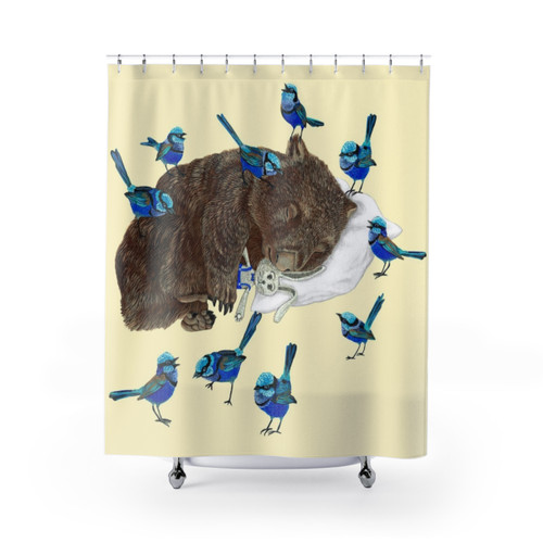Wombat Shower Curtain with Cute Australian Wildlife Design