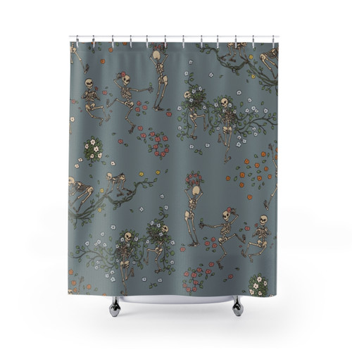 Skeleton Shower Curtains with Garlands