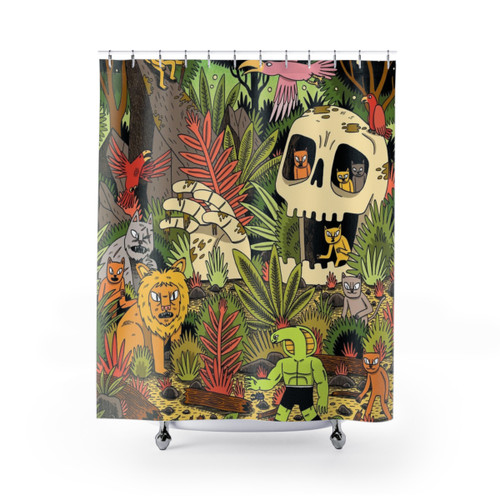 Vibrant Jungle-Themed Shower Curtain