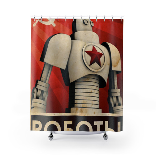Retro Soviet Robot Shower Curtains