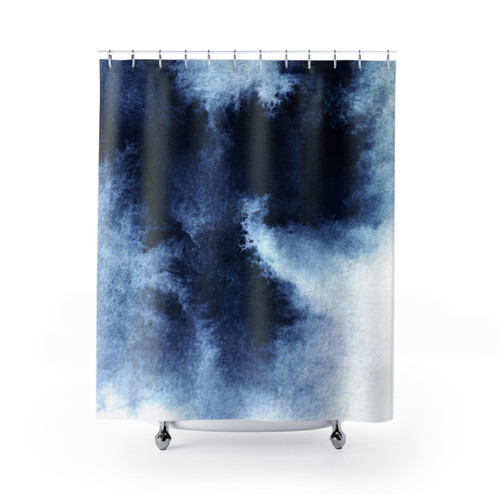 Indigo Blue Abstract Art Shower Curtains