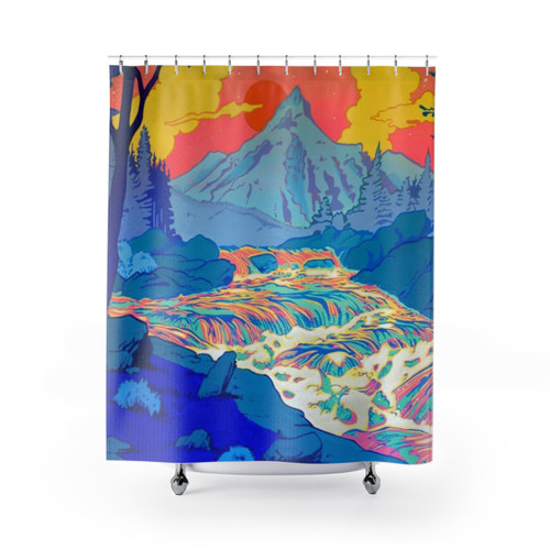 Vibrant River Shower Curtain with Pop Art Design