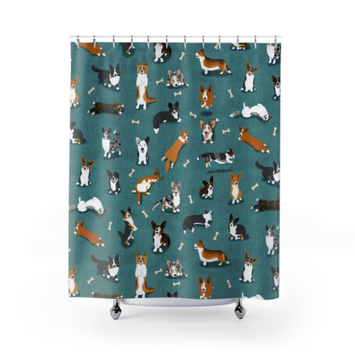 Cardigan Corgi Pattern Shower Curtains