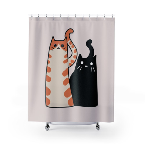Tabby Cat and Black Cat Shower Curtains