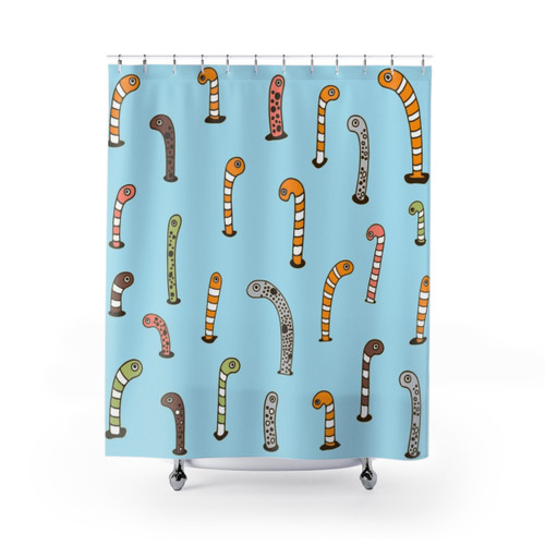 Colorful garden eels shower curtain with aquatic sea life design