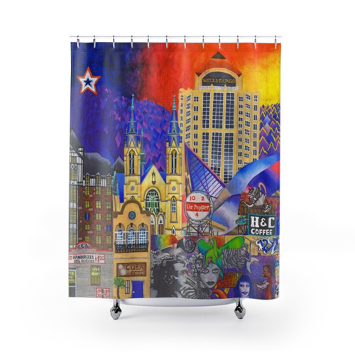 Downtown Roanoke Shower Curtains featuring artwork by Brook Ludy