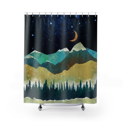 Snowy winter landscape shower curtain