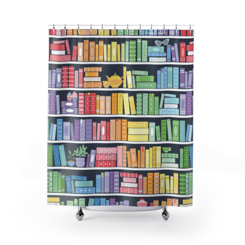 Rainbow Books Shelf Pattern Shower Curtains