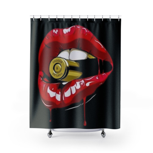 Lips Bullet Shower Curtains with Beautiful Woman Design