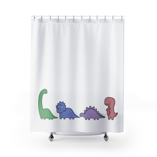 Colorful Dinosaur Illustration Shower Curtain