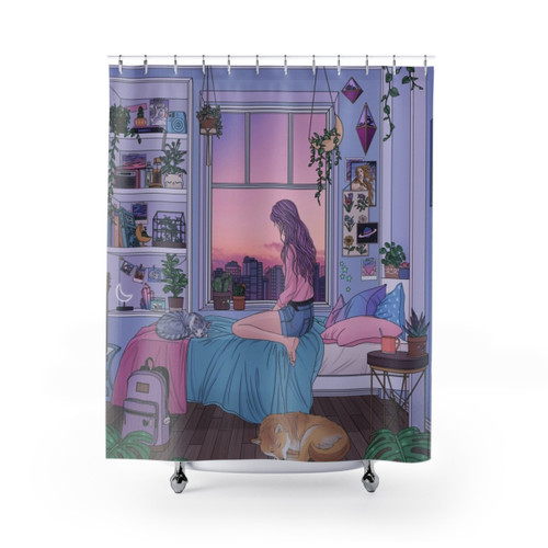 Cute Shiba Inu Shower Curtain for Aesthetic Bathrooms