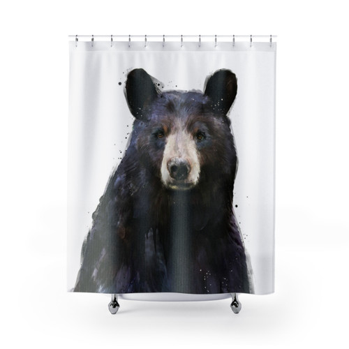 Black Bear Shower Curtain - Nature-Themed Bathroom Decor