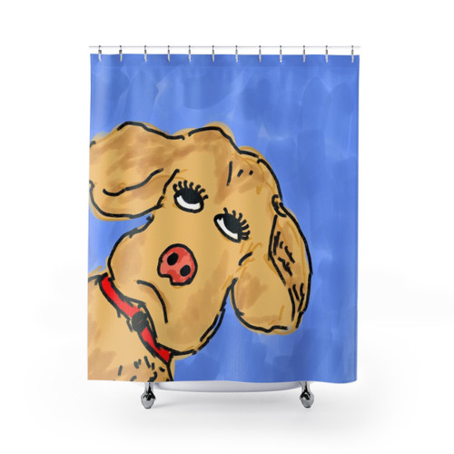 Sassy eye-rolling dog shower curtains