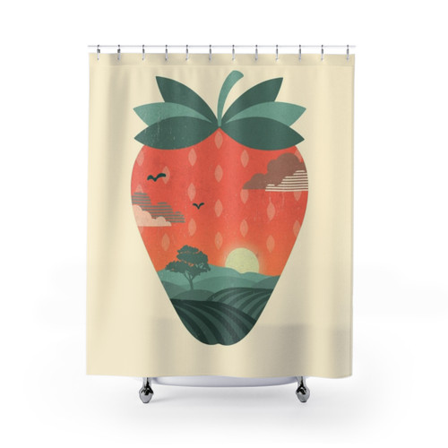 Strawberry Fields Shower Curtains - Vibrant Floral Design