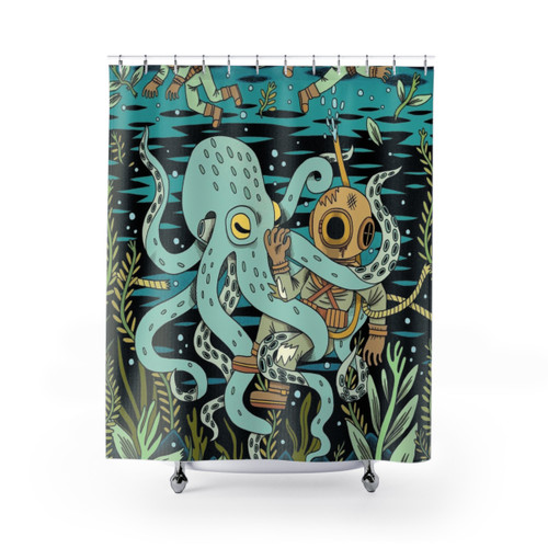 Diver Shower Curtain - Retro Pulp Adventure Design