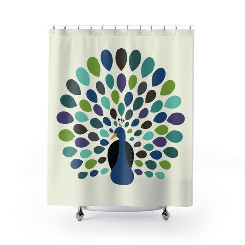 Peacock Shower Curtain with Vibrant Feather Design