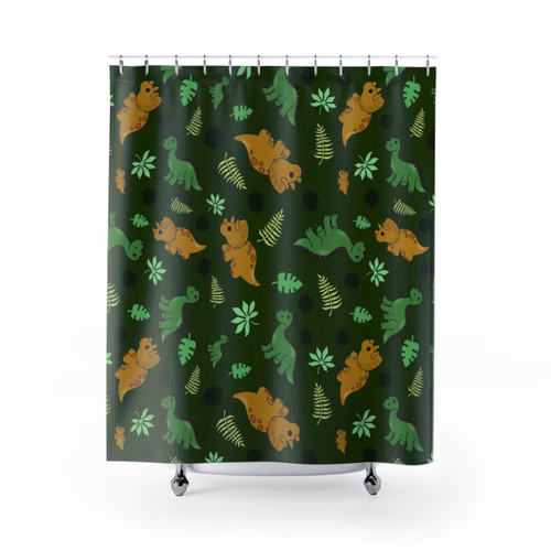 Dinosaur Pattern Dark Green Shower Curtains