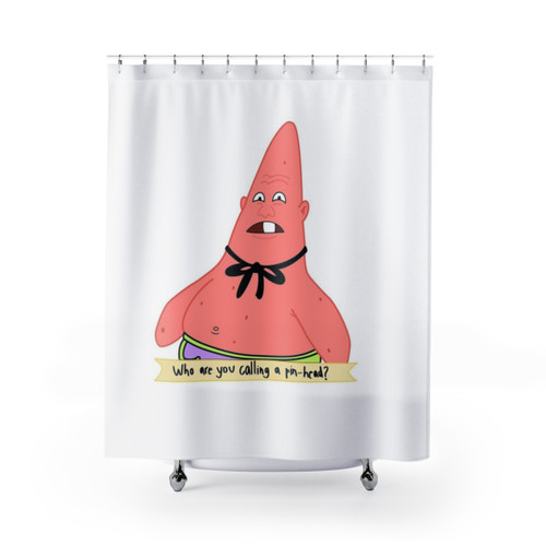 Spongebob themed shower curtain with Patrick and Pinhead Larry characters