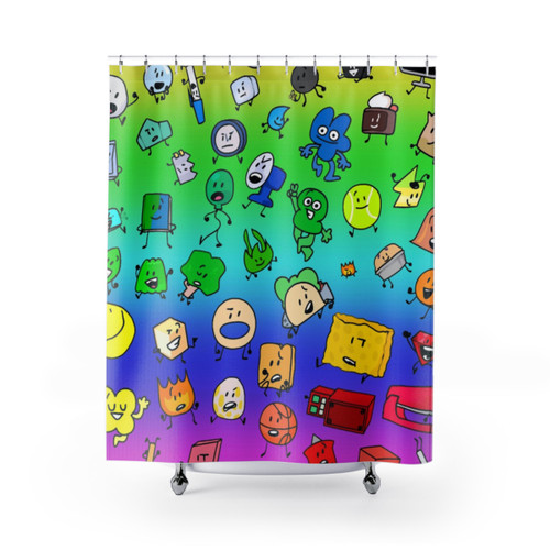BFDI (Rainbow) Shower Curtains featuring Jacknjellify characters