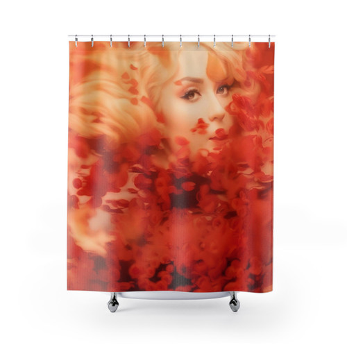 Elegant Crimson Bloom Shower Curtains