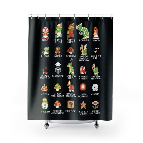Fun Video Game Themed Shower Curtain