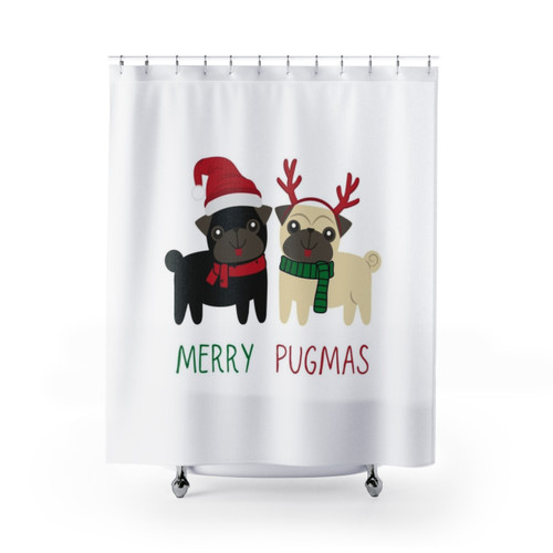 Pug Christmas Shower Curtains