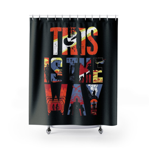 Sci-Fi Themed Shower Curtains with Mandalorian, Star Wars, and Other Galactic Designs