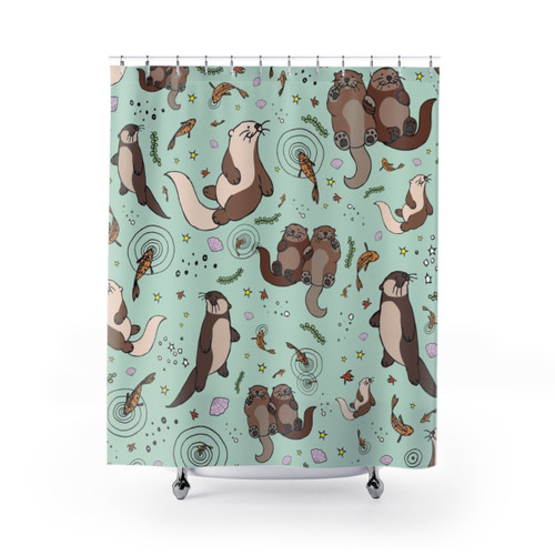 Sea Otter Shower Curtains with Cute Otter Design