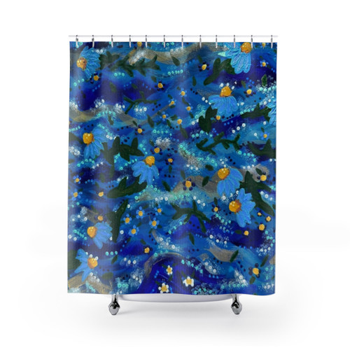Shower Curtains with Colorful Floating Flowers