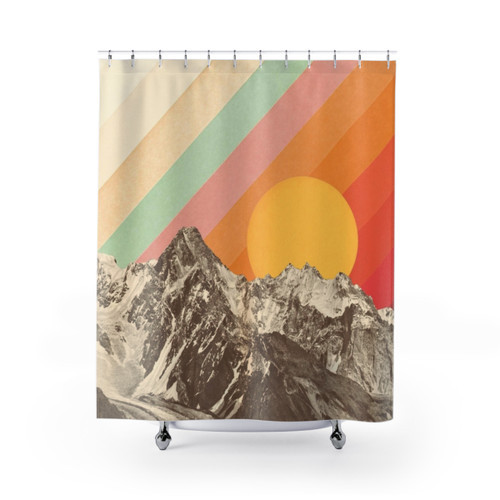 Retro Mountainscape Shower Curtain