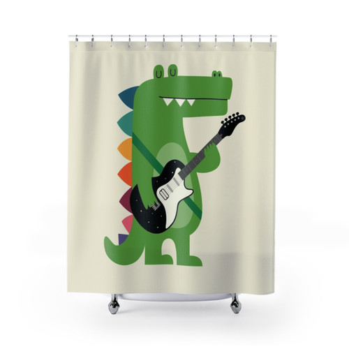 Croco Rock Shower Curtains - Punk Rockstar Crocodile/Alligator Design
