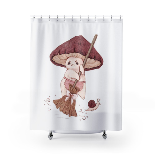 Cute fantasy shower curtains with angry mushroom design