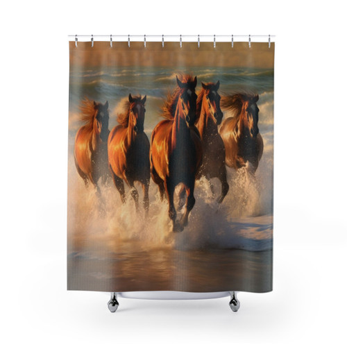 Horses Galloping on the Beach Shower Curtain