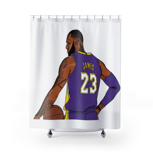 LeBron James Shower Curtain with Basketball Artwork