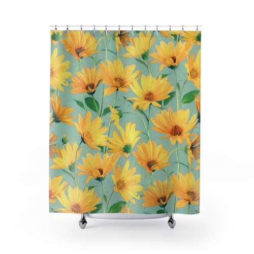 Painted Yellow Daisy Shower Curtains