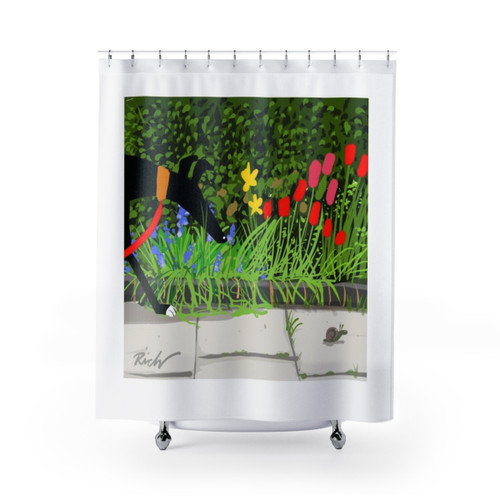 Flower Inspection Hound Shower Curtain