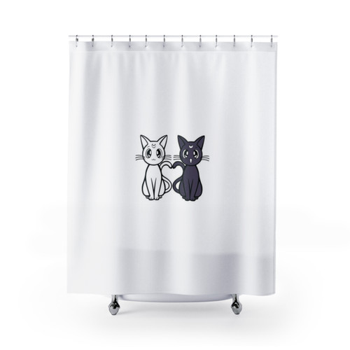Luna and Artemis Sailor Moon Inspired Shower Curtain