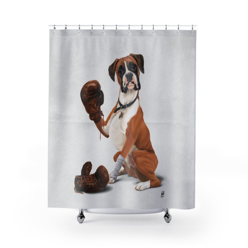The Boxer (Wordless) Shower Curtains with Boxer Dog Design