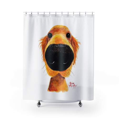 Labrador & Golden Retriever Shower Curtains with Nosey Dog Print