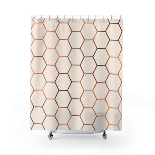 Rose Gold Copper Honeycomb Shower Curtains