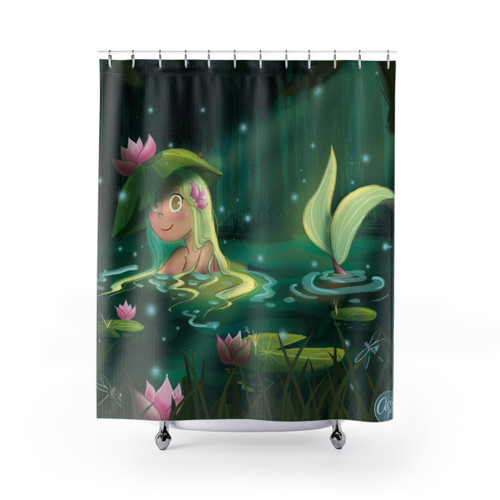 Mermaid in a Lily Pond Shower Curtains
