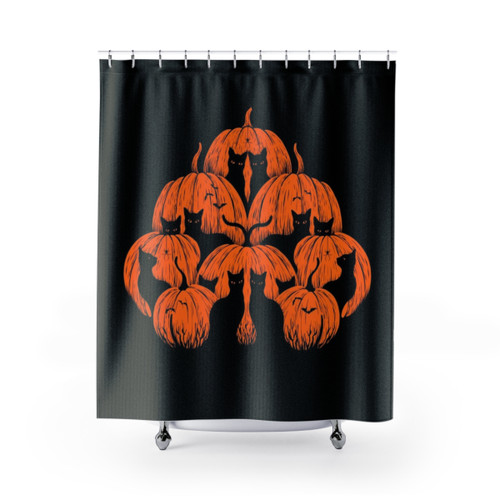 Pumpkin Cat Shower Curtain