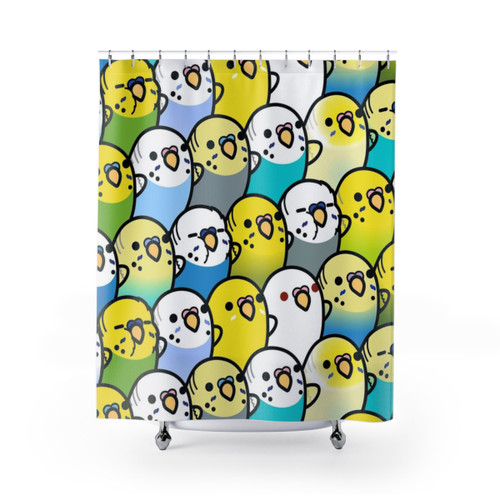 Cute birb shower curtains with parakeet pattern