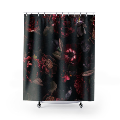 Dark Botanical Floral Shower Curtains