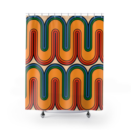 Retro Geometric Abstract Shower Curtains