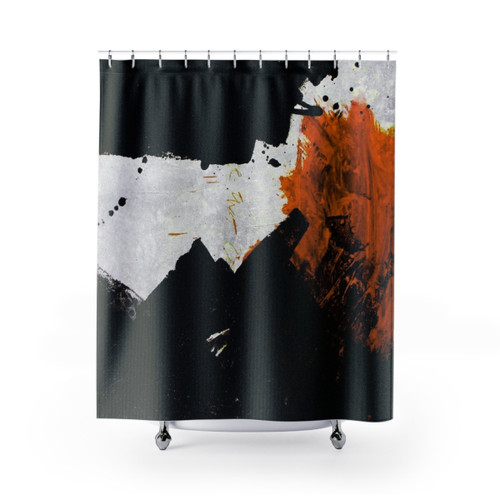 Minimal Abstract Orange and Black Shower Curtain