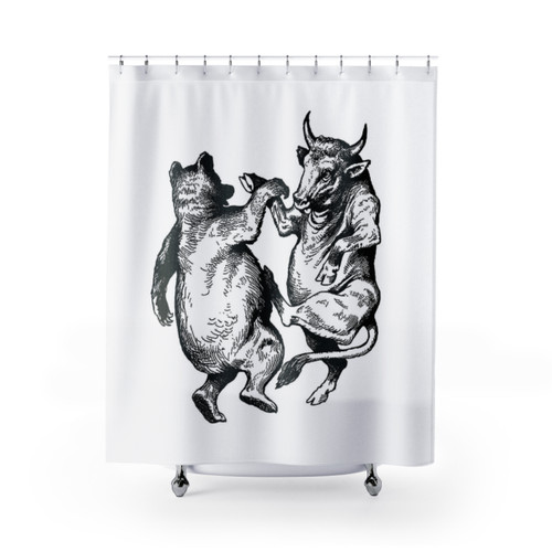 Bull and Bear Shower Curtains - Wall Street and Finance Themed Home Decor